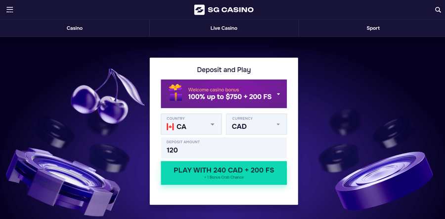 SG Casino befizetés és játék